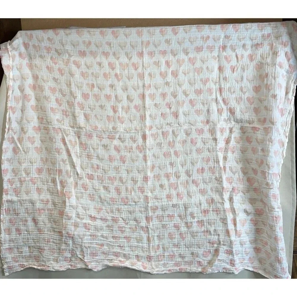 Aden & Anais Baby Infant Muslin Swaddle Blankets Pink Hearts Polka Dots Set Of 4
